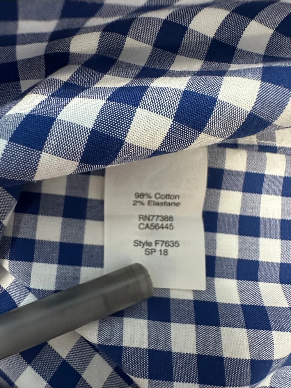 J. Crew Men’s Navy and White Gingham Dress Shirt Thompson Flex Wrinkle Small